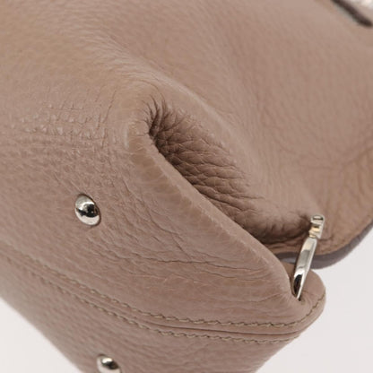 Salvatore Ferragamo Salvatore Ferragamo Gancini Sophia Hand Bag Leather Beige Silver Authentic 145498