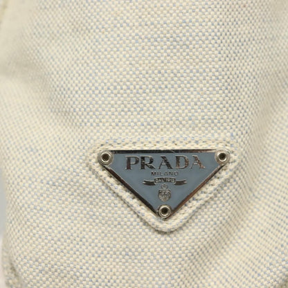Prada PRADA Tote Bag Canvas Beige Silver Authentic 133386