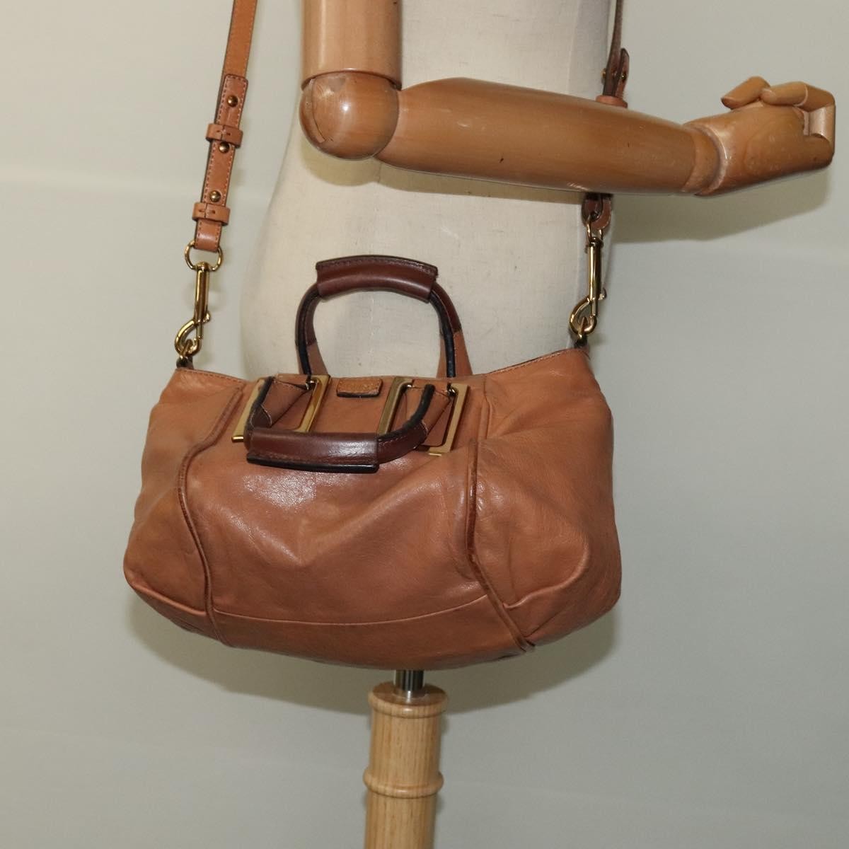 Chloé Chloé Chloe Hand Bag Leather 2way Brown Gold Authentic BA590