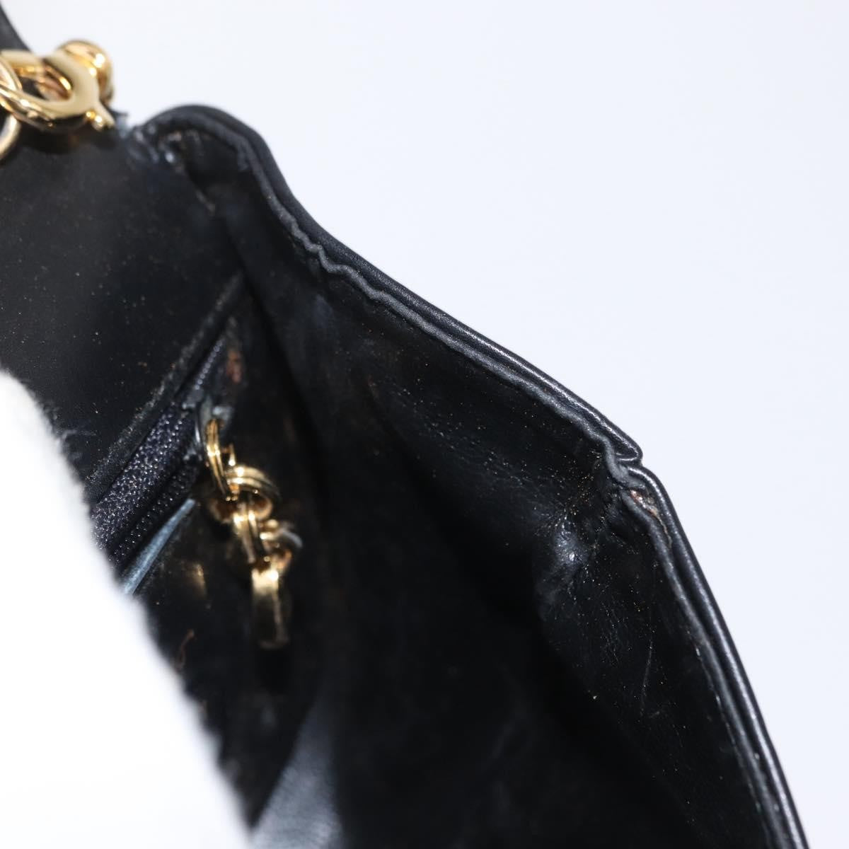 Salvatore Ferragamo Salvatore Ferragamo Chain Gancini Shoulder Bag Leather Black Gold Authentic 161032