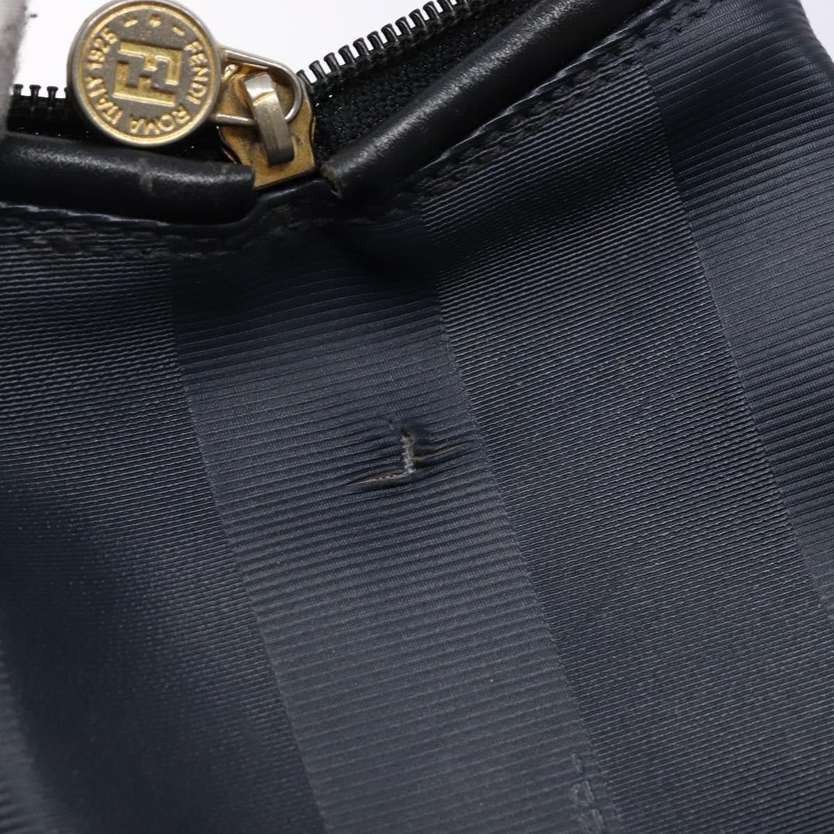 Fendi FENDI Pecan Canvas Hand Bag Navy Gold Authentic ep10858