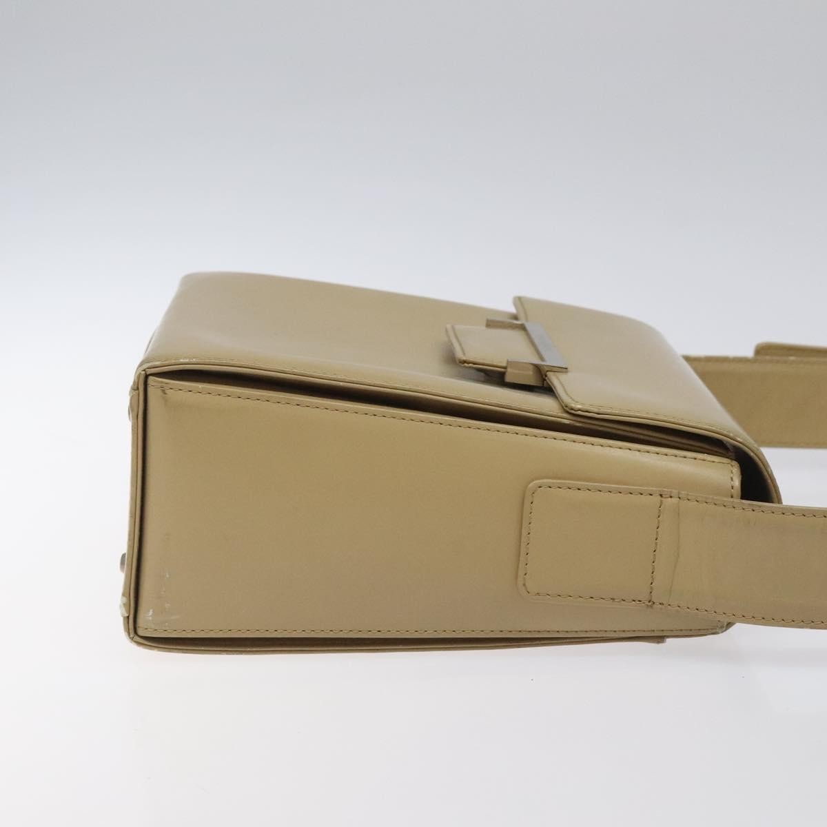 Saint Laurent SAINT LAURENT Shoulder Bag Leather Beige Silver Authentic bs23487
