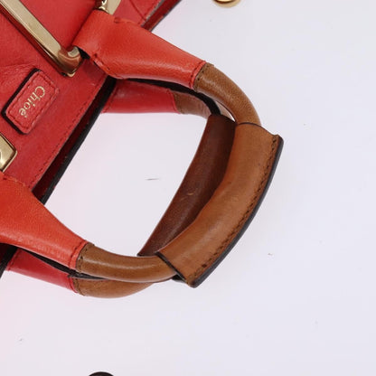 Chloé Chloé Chloe Etel Hand Bag Leather 2way Red Gold Authentic th6324