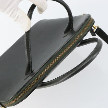 Celine CELINE Hand Bag Leather 2way Green Gold Authentic 161118
