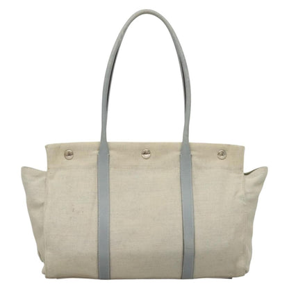Prada PRADA Tote Bag Canvas Beige Silver Authentic 133386