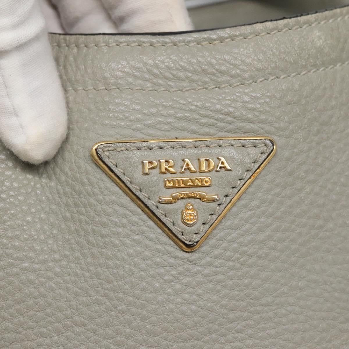 Prada PRADA Hand Bag Leather 2way Gray Authentic BA005
