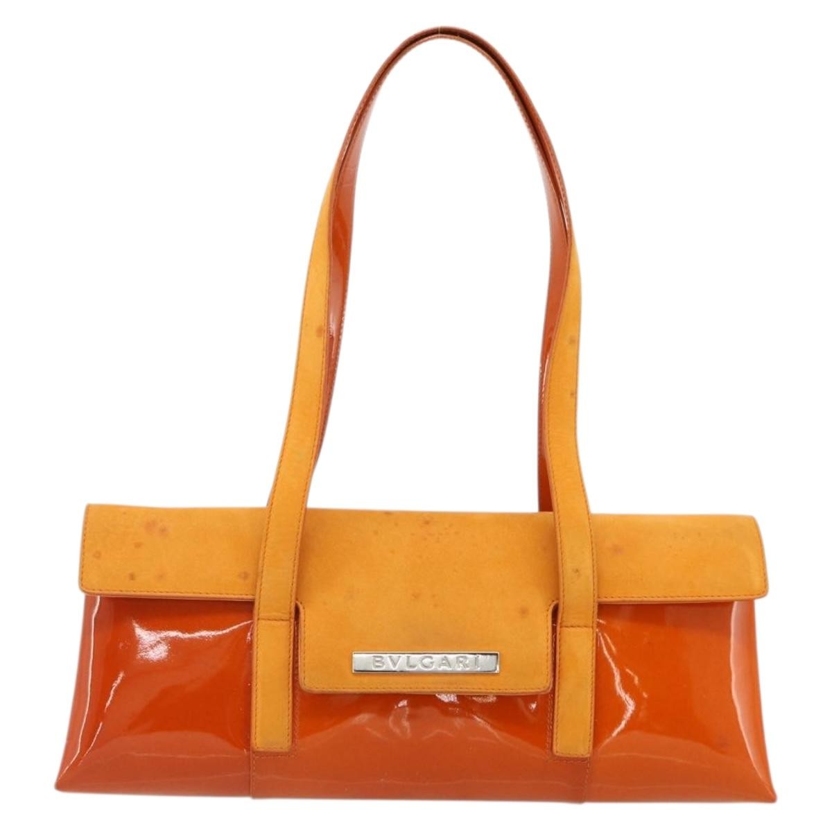 Bvlgari BVLGARI Shoulder Bag Patent leather Orange Silver Authentic BA12153A