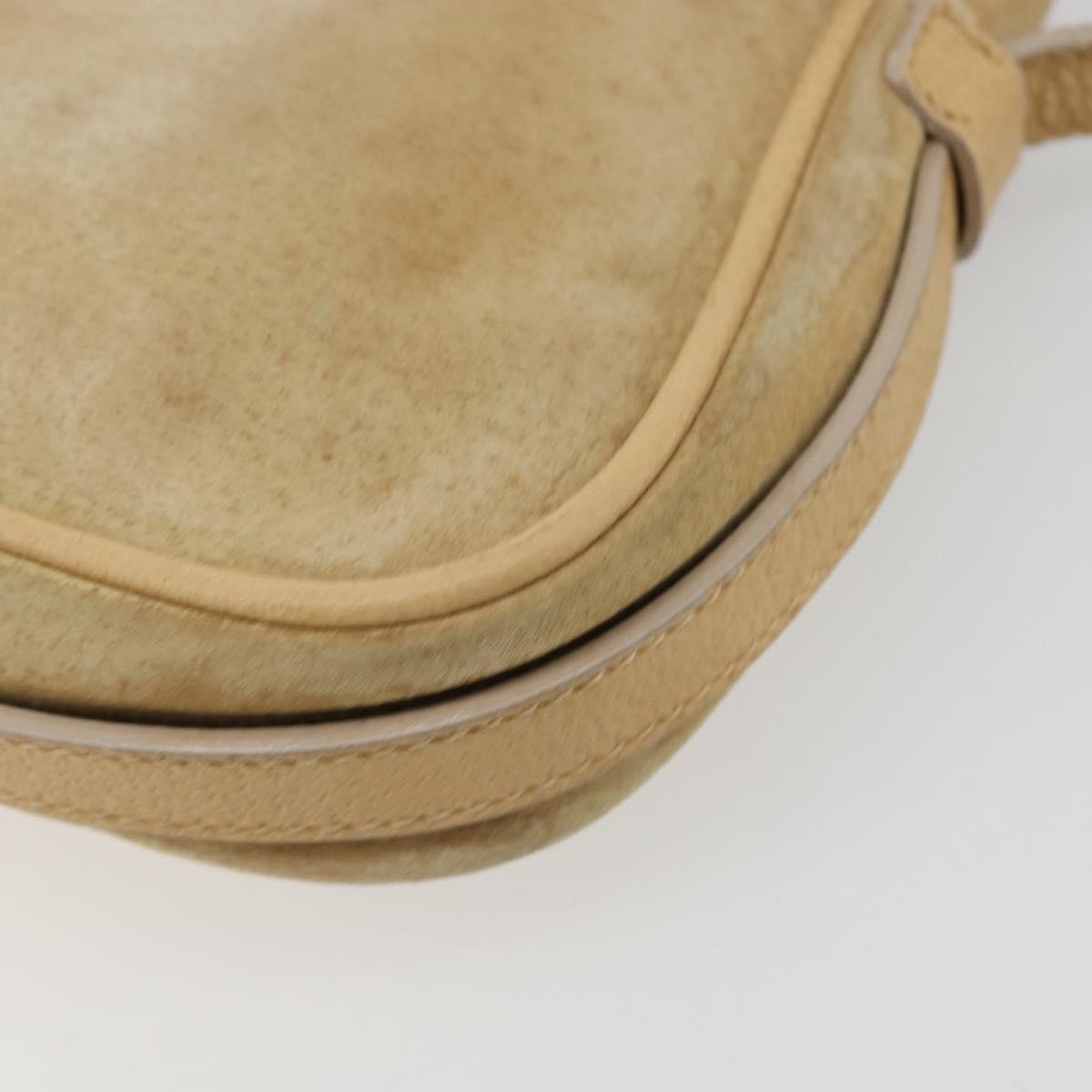 Gucci GUCCI Saddle Shoulder Bag Suede Beige Gold Authentic ep14557