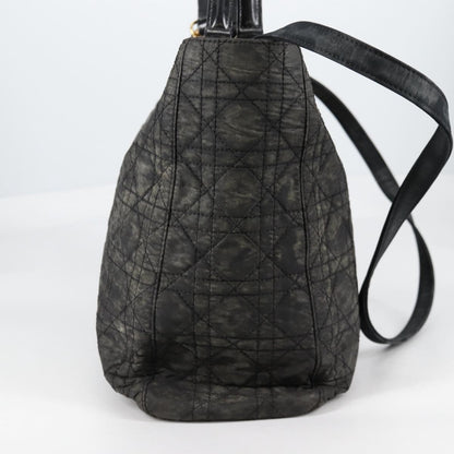 Dior Christian Dior Canage Tote Bag Nylon 2way Black Gold Authentic 140681