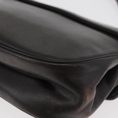 Dior Christian Dior Hand Bag Calf Skin 2way Dark Brown Gold Authentic 180355