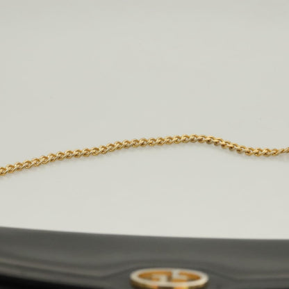 Gucci GUCCI Chain Shoulder Bag Leather Black Gold Authentic ep9431