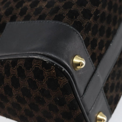 Celine CELINE Macadam Canvas Hand Bag Suede Black Gold Authentic ep11623