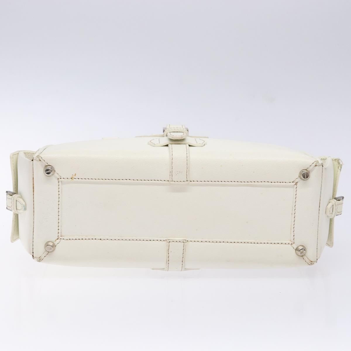 Loewe LOEWE Hand Bag Leather White Silver Authentic BA5296