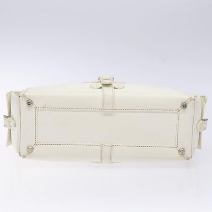 Loewe LOEWE Hand Bag Leather White Silver Authentic BA5296