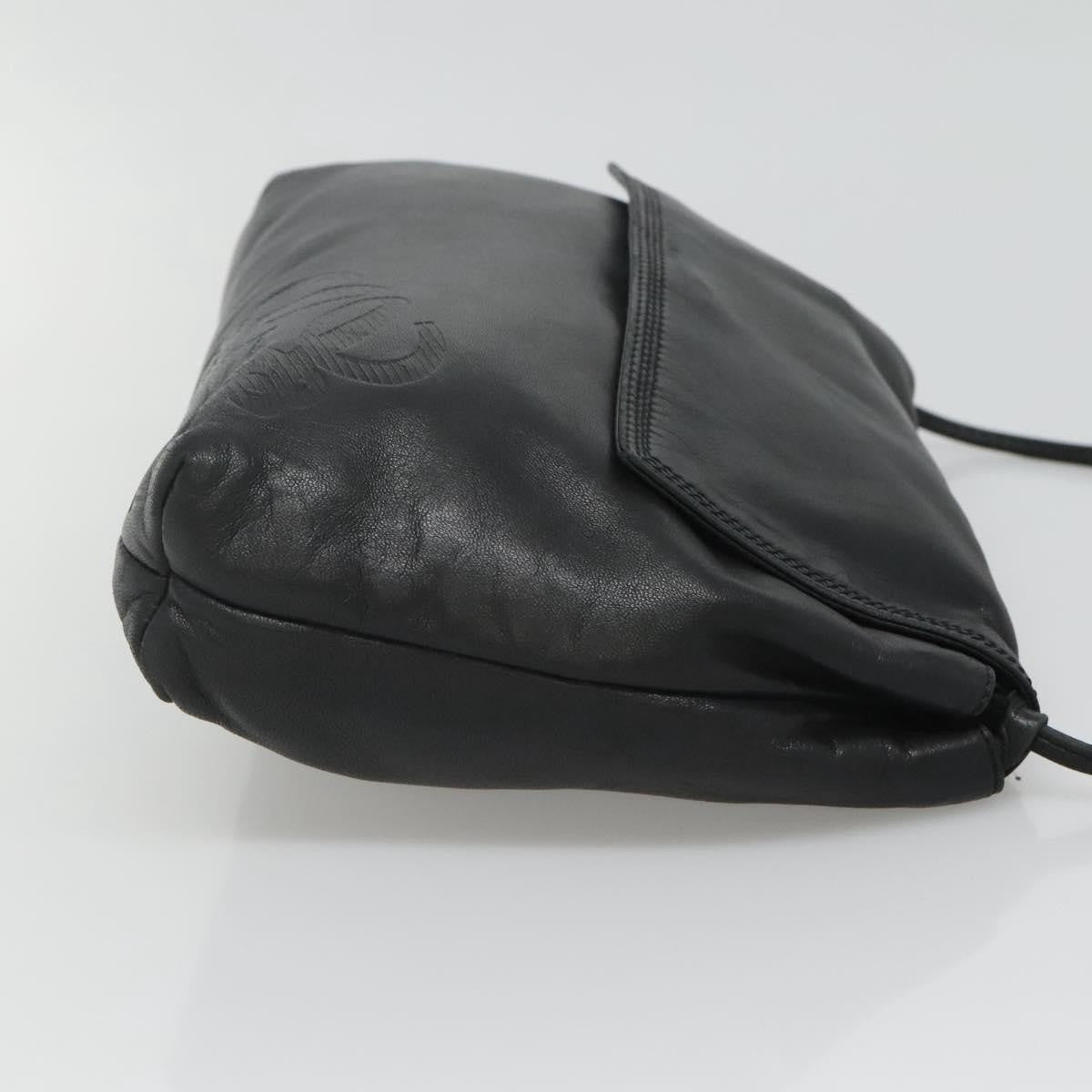Loewe LOEWE Shoulder Bag Leather Black Gold Authentic 127349