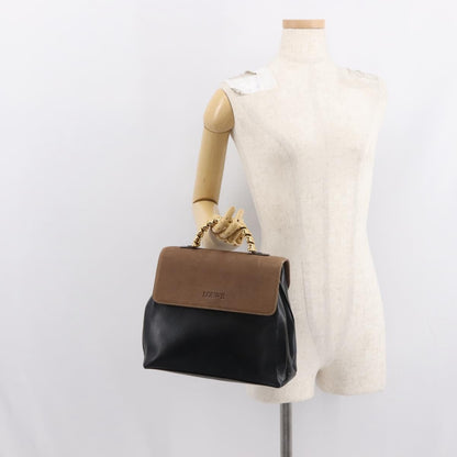 Loewe LOEWE Velazquez Hand Bag Leather Suede Brown Black gold Authentic 149533