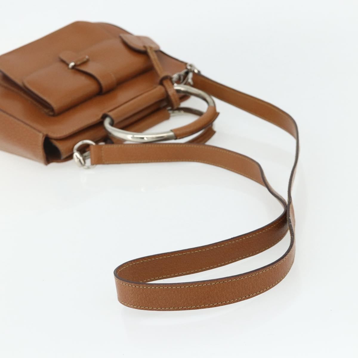 Gucci GUCCI Hand Bag Leather 2way Brown Silver 000 2058 0308 5 Authentic 177030