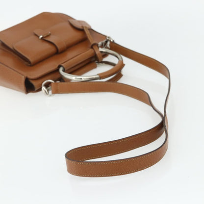 Gucci GUCCI Hand Bag Leather 2way Brown Silver 000 2058 0308 5 Authentic 177030