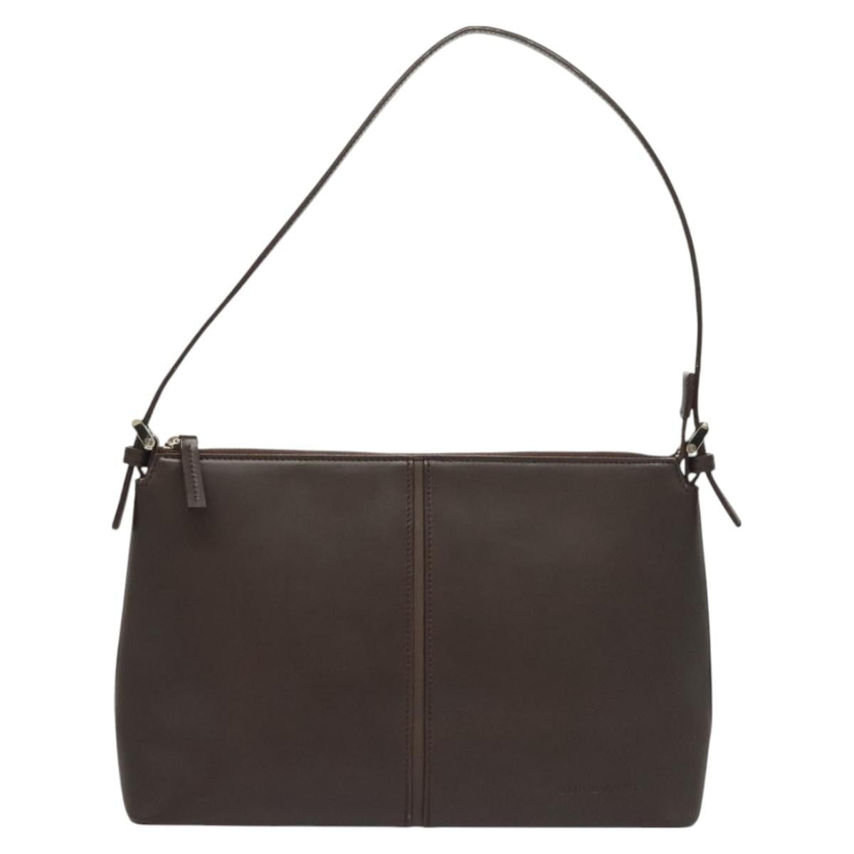 Burberry BURBERRY Shoulder Bag Leather Brown Silver Authentic BA2674