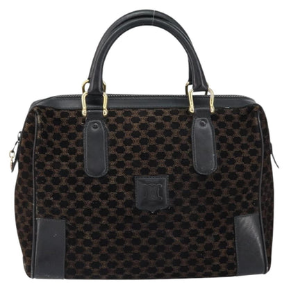 Celine CELINE Macadam Canvas Hand Bag Suede Black Gold Authentic ep11623