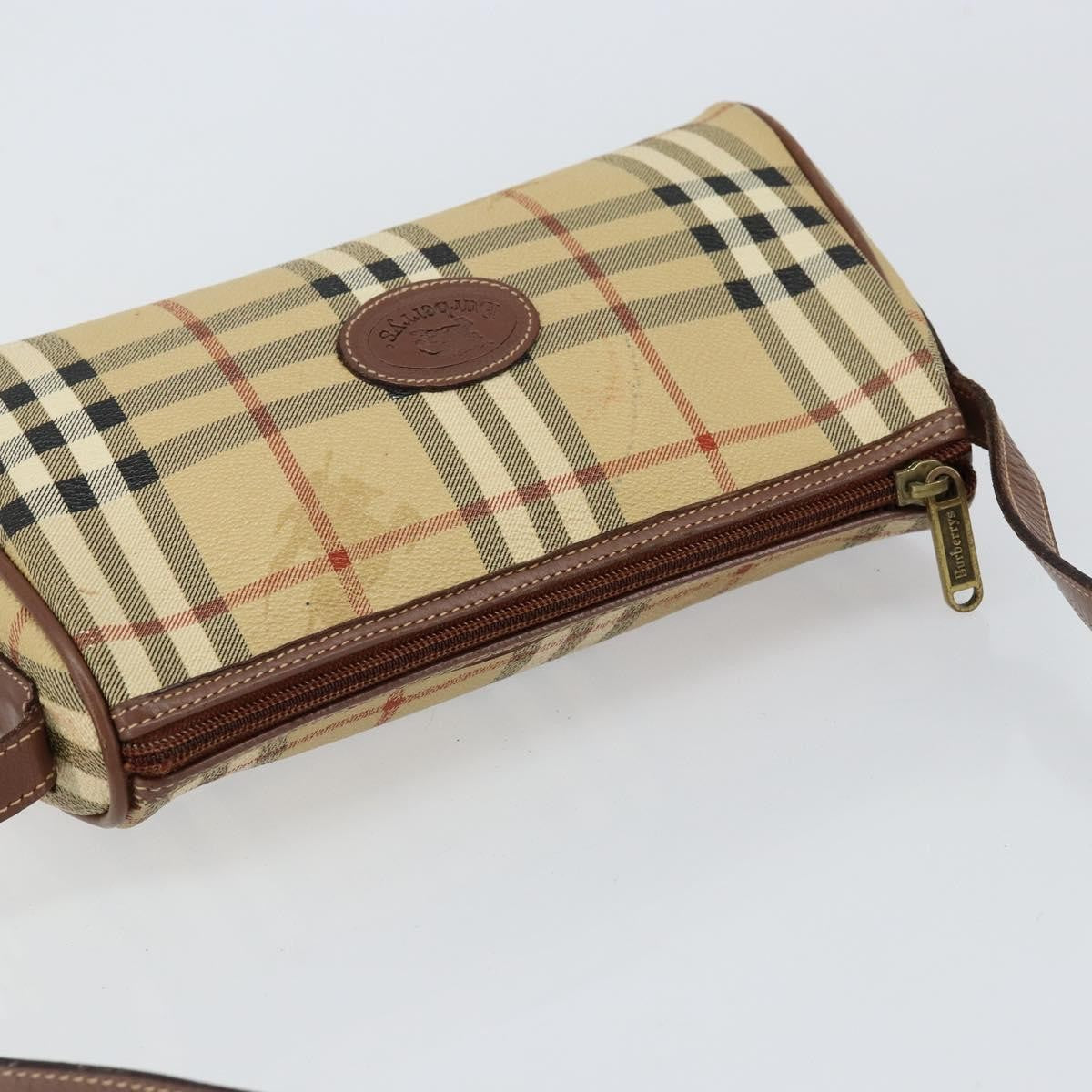 Burberrys Burberrys Nova Check Shoulder Bag PVC Beige Gold Authentic ka004