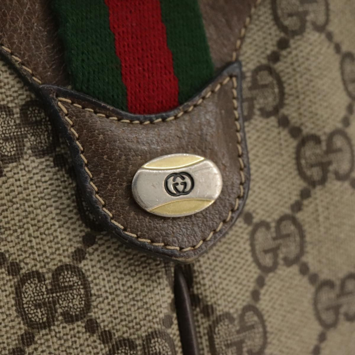 Gucci GUCCI GG Supreme Web Sherry Line Shoulder Bag PVC Beige 904 02 047 Authentic 111359