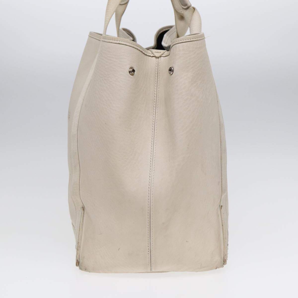 Balenciaga BALENCIAGA Navy Cabas Hand Bag Leather White Silver 339936 Authentic bs17140