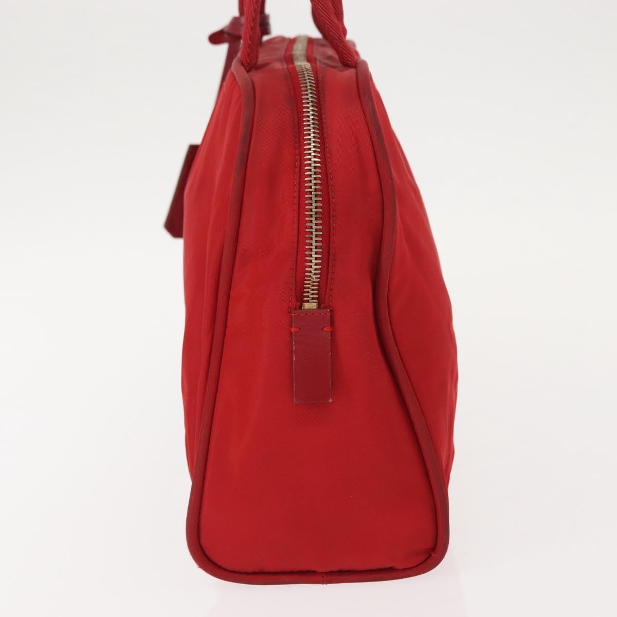 Prada PRADA Hand Bag Nylon Red Gold Authentic ki6141