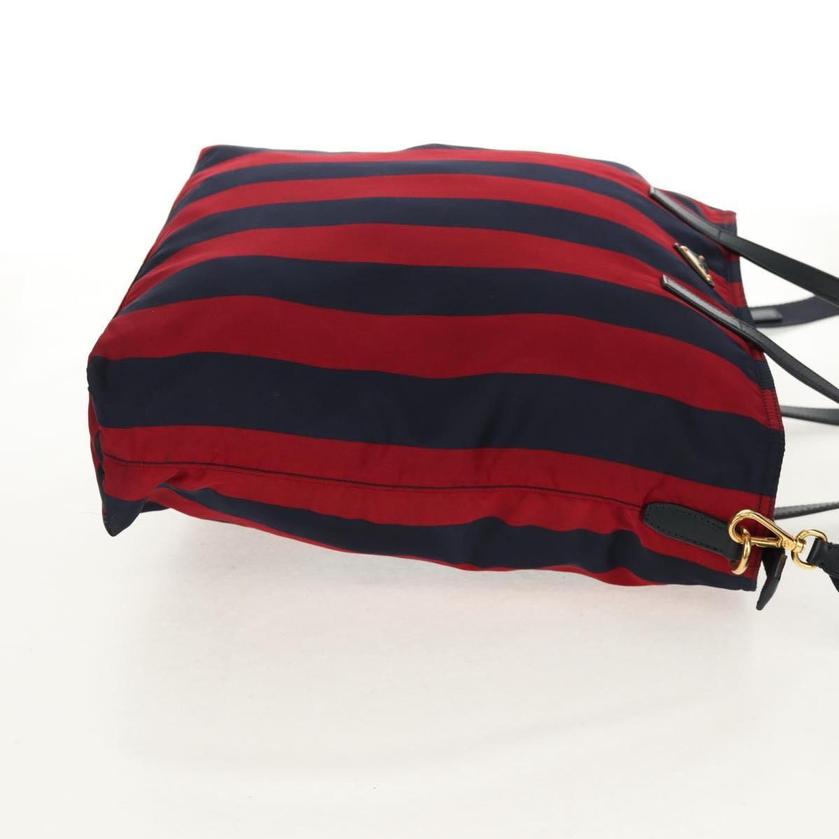 Prada PRADA Tote Bag Nylon 2way Red Navy gold Authentic 158700