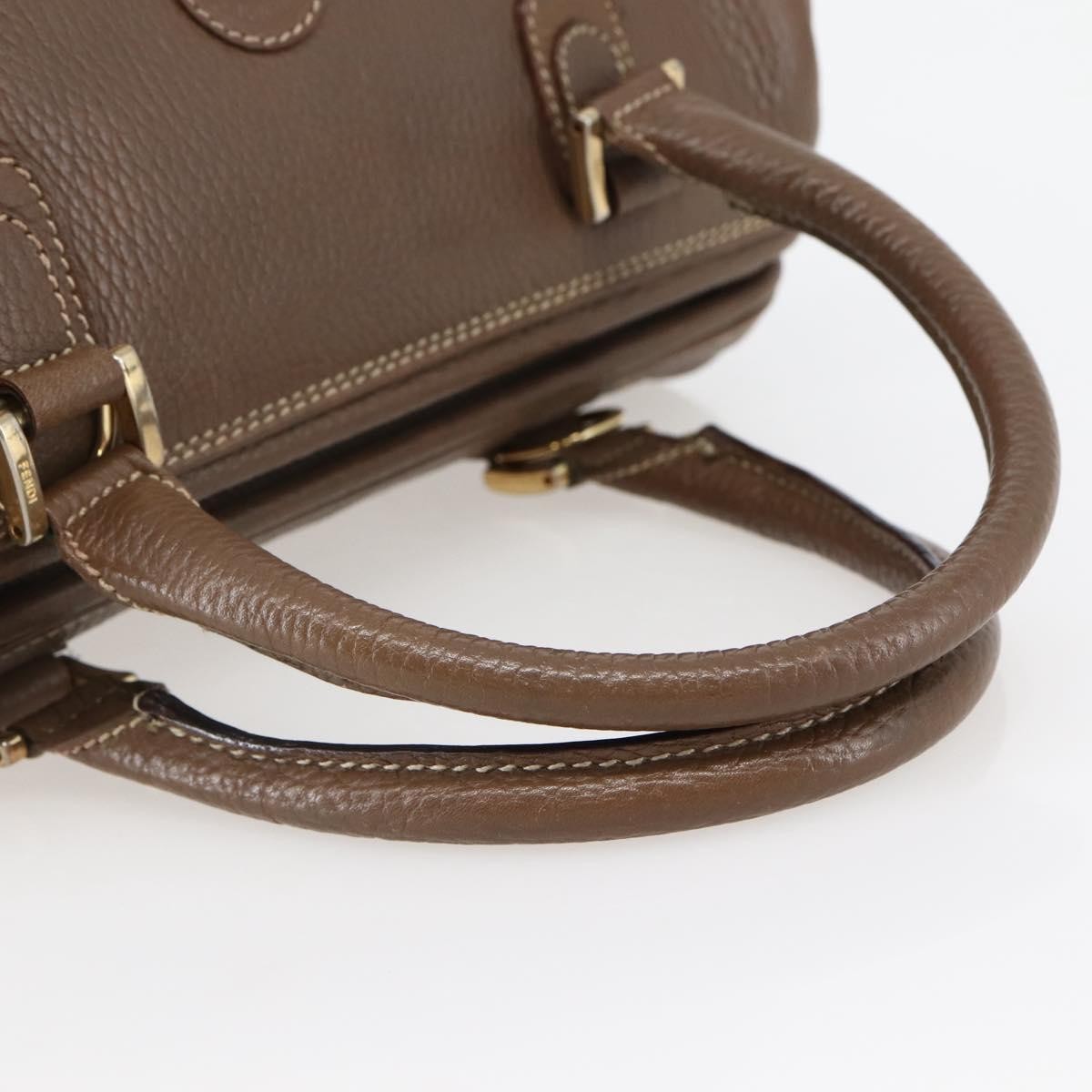 Fendi FENDI Hand Bag Leather Brown Gold Authentic kk558