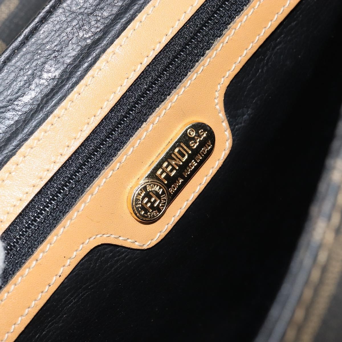 Fendi FENDI Zucca Canvas Hand Bag PVC Brown Black Authentic 158200