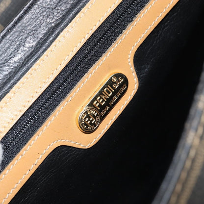 Fendi FENDI Zucca Canvas Hand Bag PVC Brown Black Authentic 158200