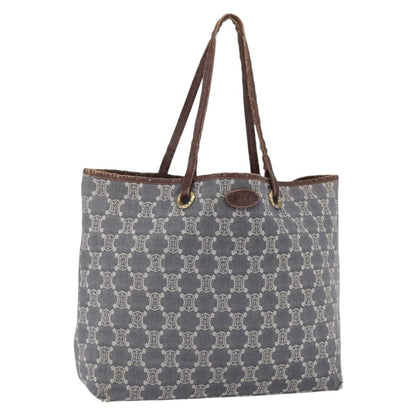 Celine CELINE Paris Macadam Canvas Tote Bag Blue Gold Authentic 157143