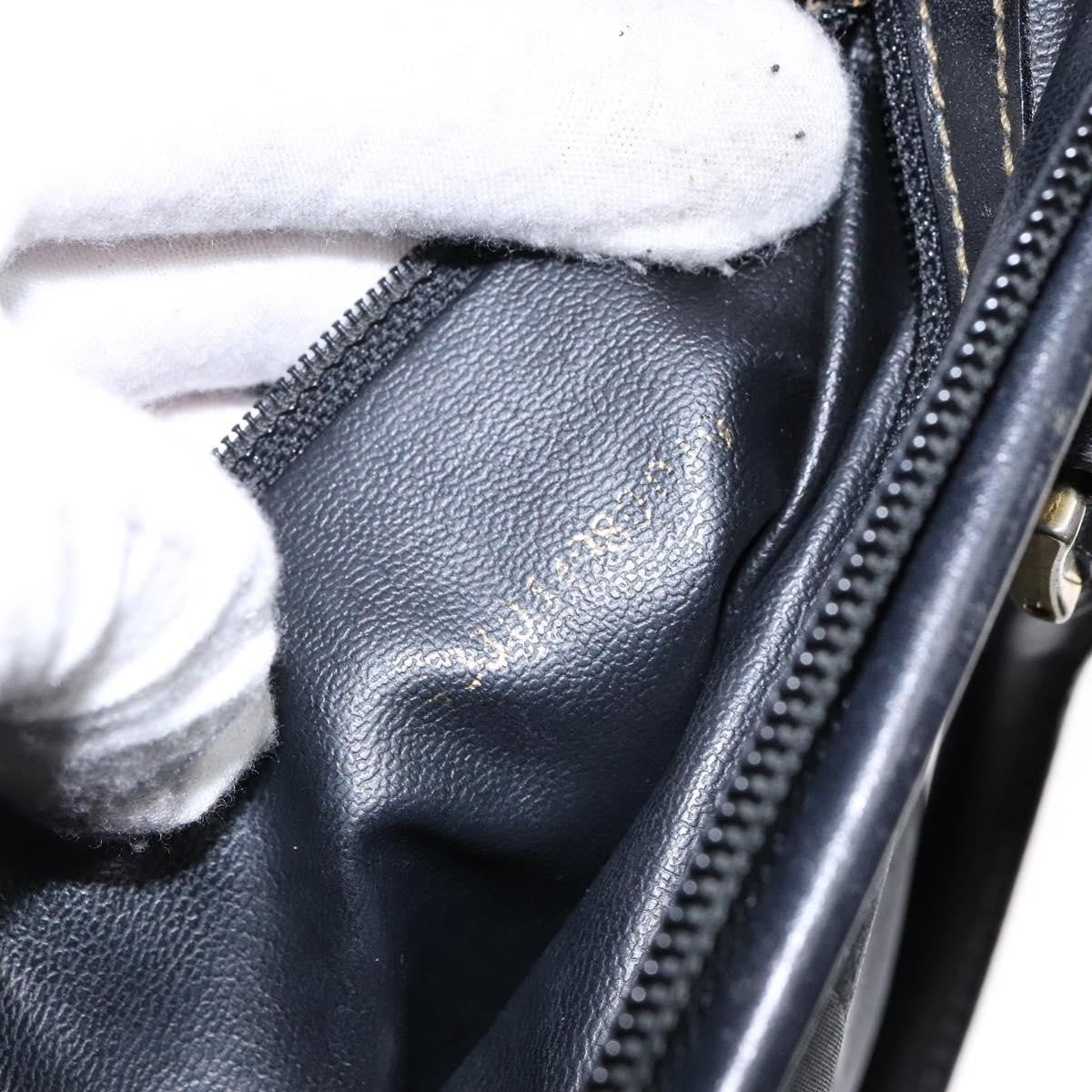 Fendi FENDI Pecan Canvas Hand Bag Navy Gold Authentic ep10858