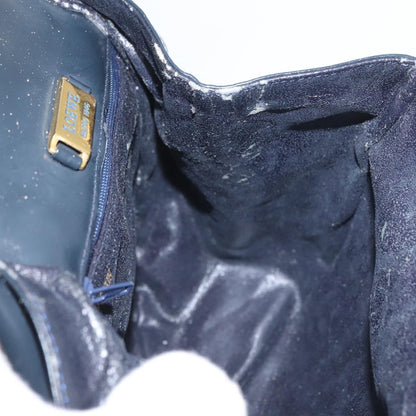 Loewe LOEWE Hand Bag Leather Navy Gold Authentic BA11340