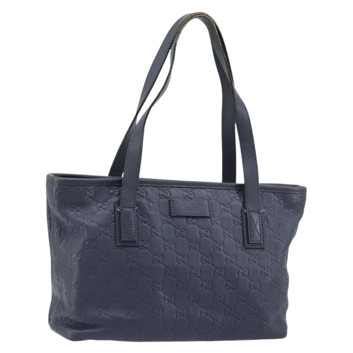 Gucci GUCCI GG Canvas Guccissima Tote Bag Leather Navy Gold 211138 Authentic 180831