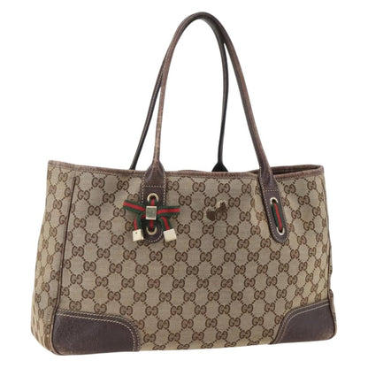 Gucci GUCCI GG Canvas Web Sherry Line Tote Bag Beige Red 163805 Authentic 160574