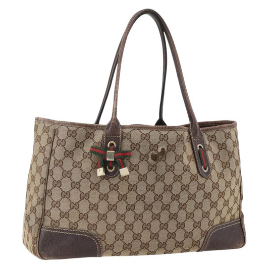 Gucci GUCCI GG Canvas Web Sherry Line Tote Bag Beige Red 163805 Authentic 160574