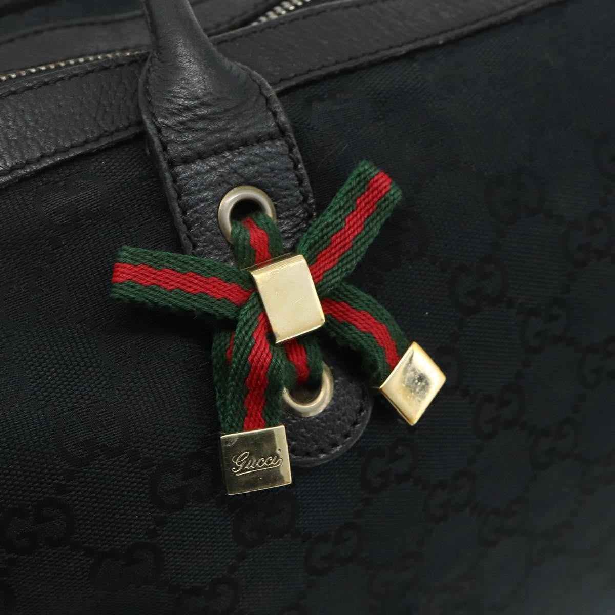 Gucci GUCCI GG Canvas Web Sherry Line Hand Bag Black Gold Red 177052 Authentic mr2358