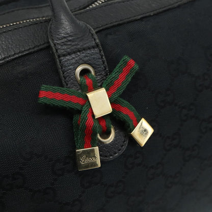 Gucci GUCCI GG Canvas Web Sherry Line Hand Bag Black Gold Red 177052 Authentic mr2358