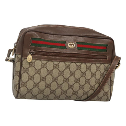 Gucci GUCCI GG Supreme Web Sherry Line Bag PVC Beige Gold Red 56 02 088 Authentic BA2392