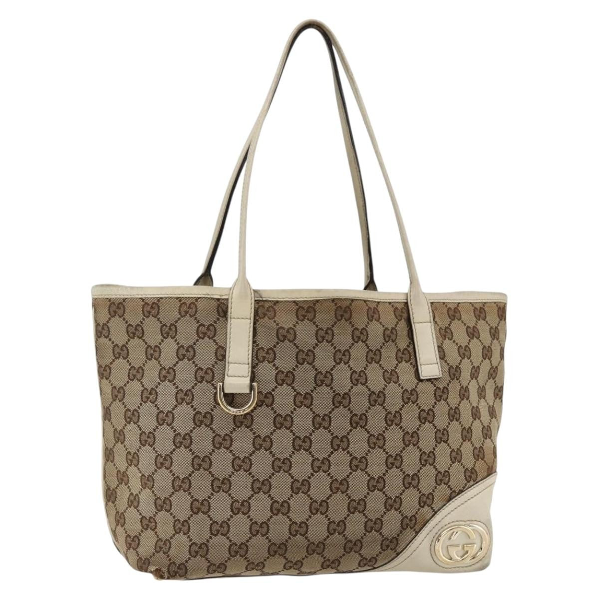 Gucci GUCCI GG Canvas Tote Bag Beige Gold 169946 Authentic BA9932