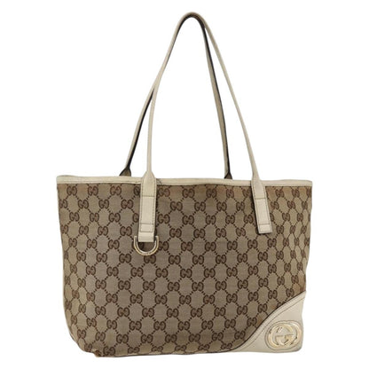 Gucci GUCCI GG Canvas Tote Bag Beige Gold 169946 Authentic BA9932
