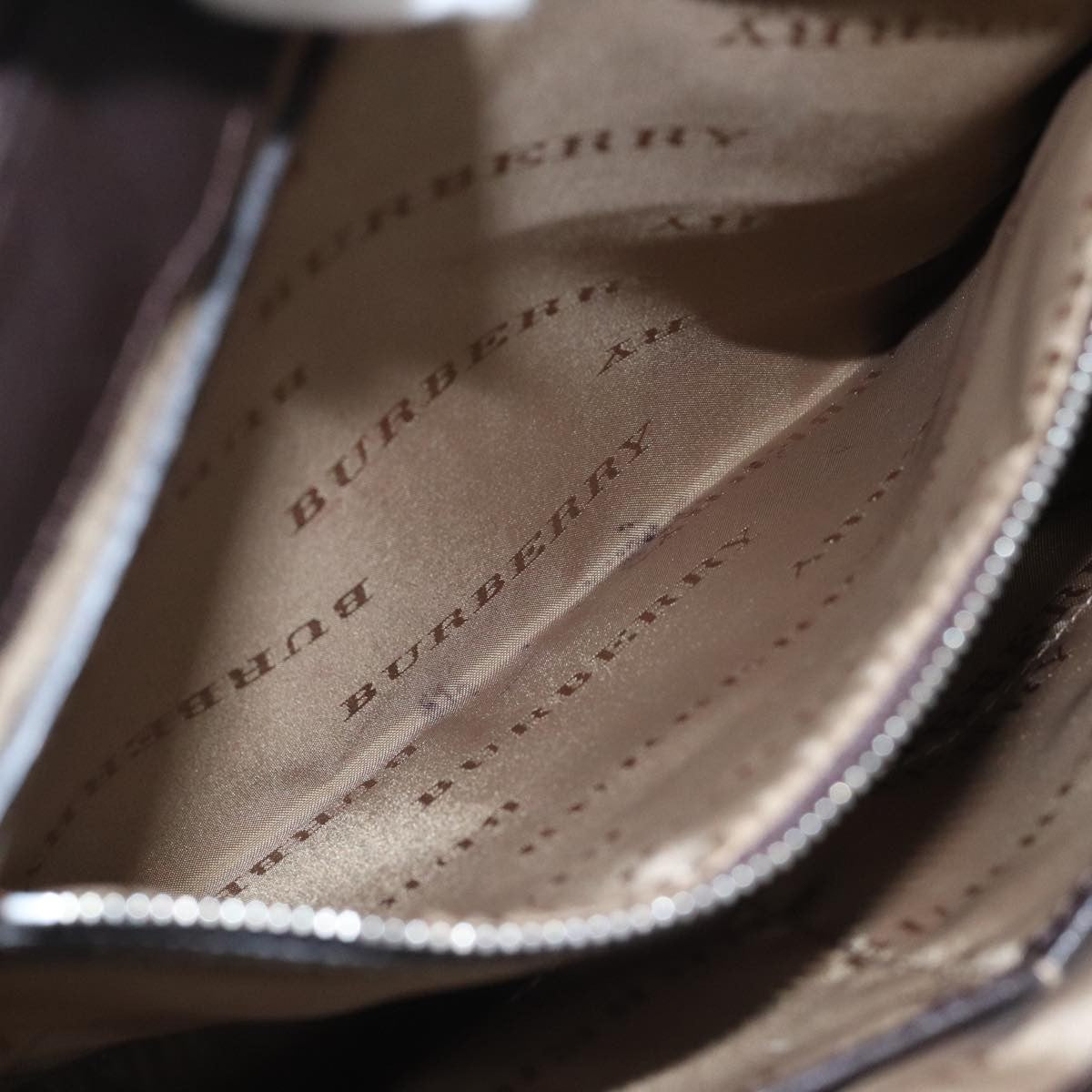 Burberry BURBERRY Nova Check Shoulder Bag Nylon Leather Gray Beige Silver Authentic 92799