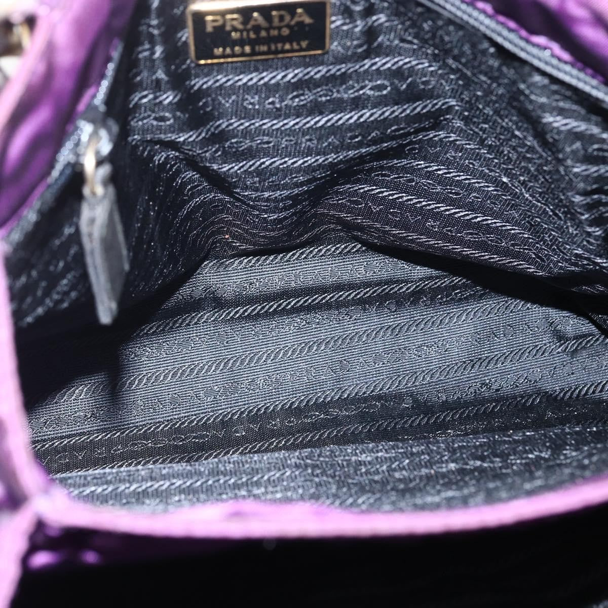Prada PRADA Hand Bag Nylon Purple Gold Authentic ti3637