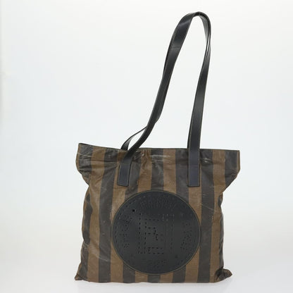 Fendi FENDI Pecan Canvas Zucca Canvas Hand Bag Leather 3 Set Brown Black Authentic 165122
