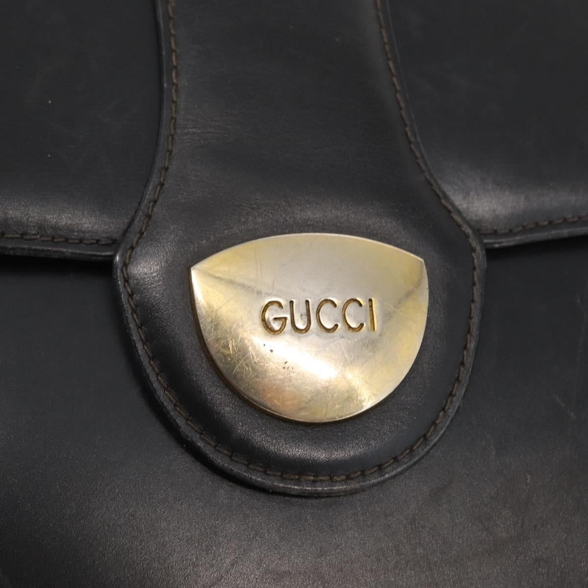 Gucci GUCCI Hand Bag Leather Gold Black Authentic 162764