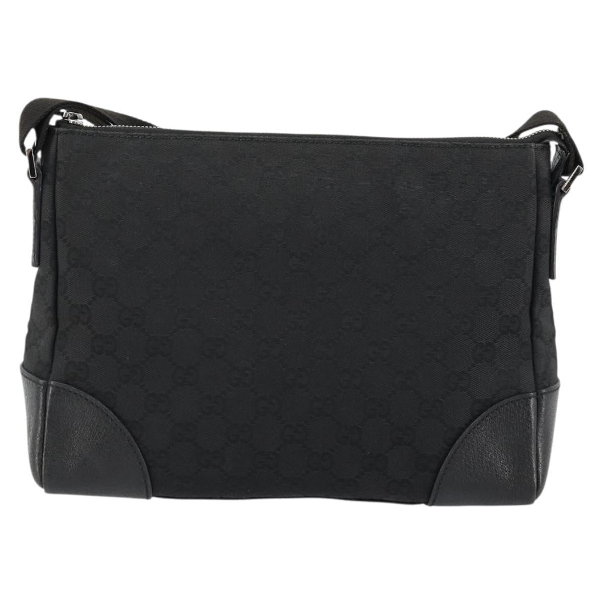 Gucci GUCCI GG Canvas Shoulder Bag Black Silver 114273 Authentic ep14561