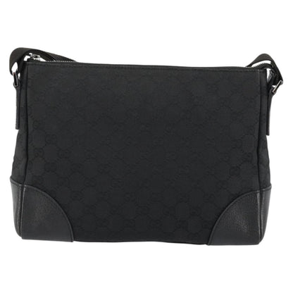 Gucci GUCCI GG Canvas Shoulder Bag Black Silver 114273 Authentic ep14561