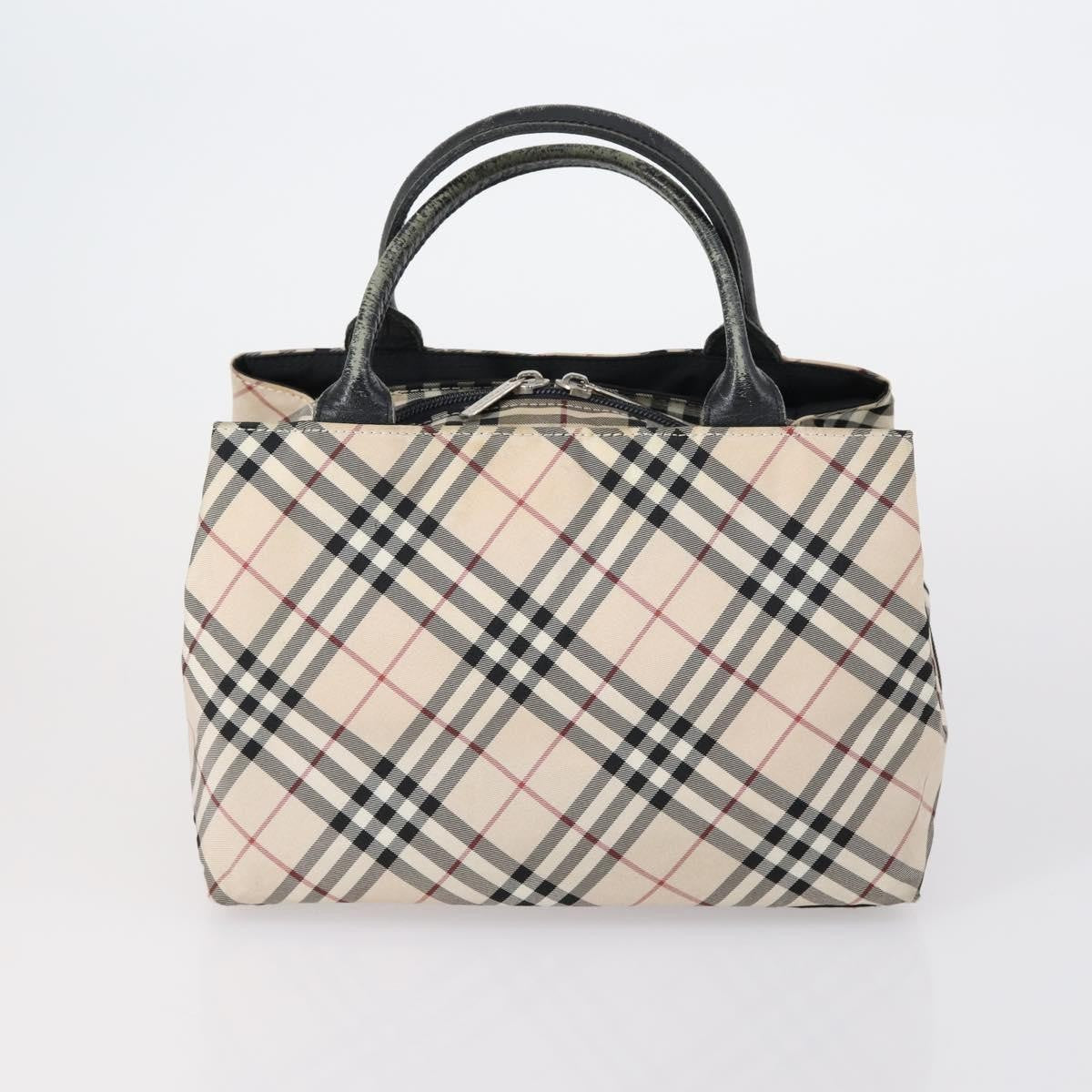 Burberry BURBERRY Nova Check Hand Bag Nylon Leather 2 Set Beige Brown Authentic 150325